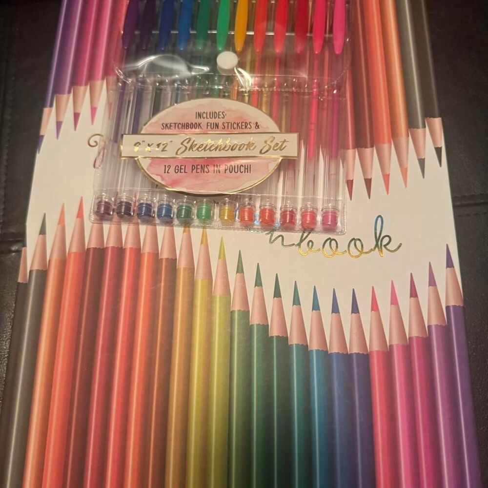 Sketchbook with 12 Gel Pens + Stickers